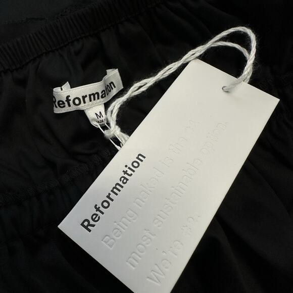 New Reformation Rowen Tube Top Black Cropped Split Hem Bow Blouse Size‎ M - Picture 6 of 8